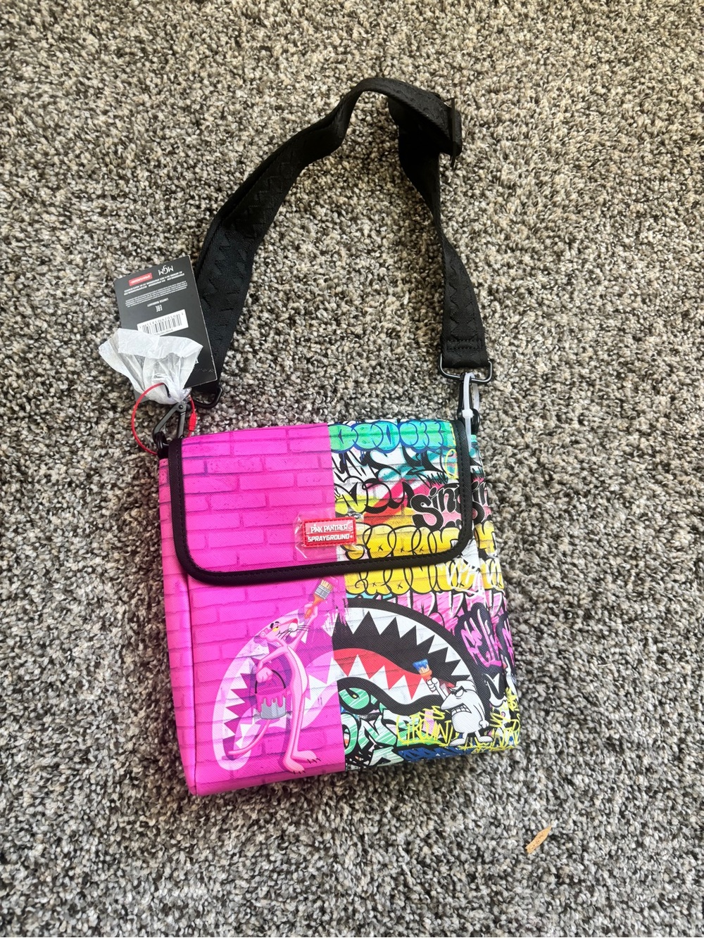 Sprayground Pink and Multicolor Graffiti Crossbody Bag